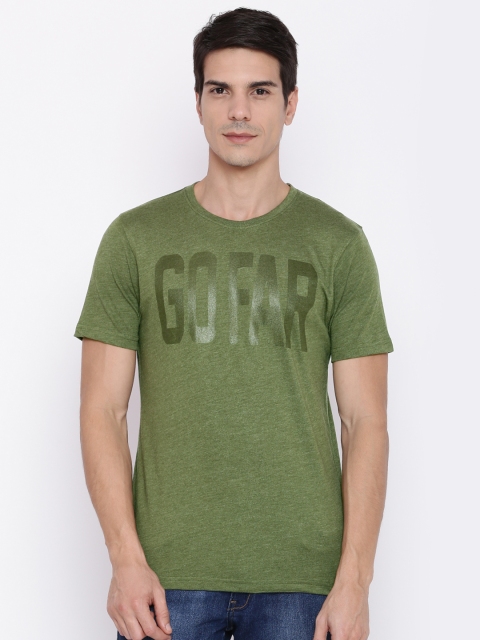 

Fame Forever by Lifestyle Men Olive Green Printed Round Neck T-shirt