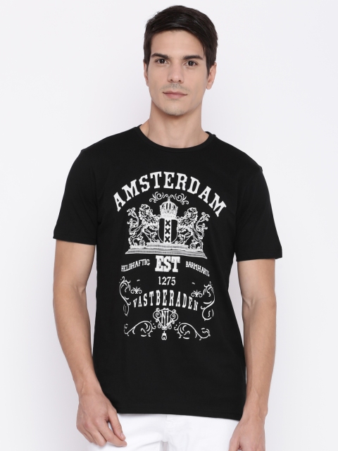 

Forca by Lifestyle Men Black Printed Round Neck T-shirt