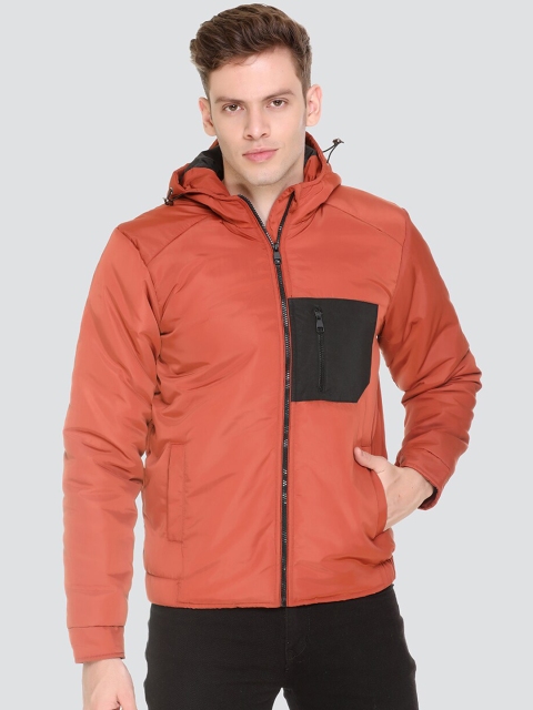 

HONNETE Men Rust & Black Colourblocked Lightweight Sporty Jacket