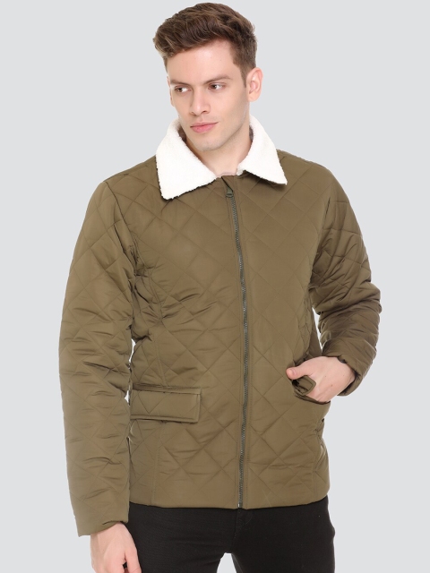 

HONNETE Men Olive Green Lightweight Outdoor Quilted Jacket