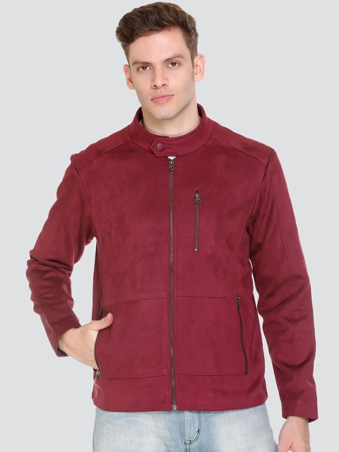 

HONNETE Men Maroon Lightweight Outdoor Open Front Jacket