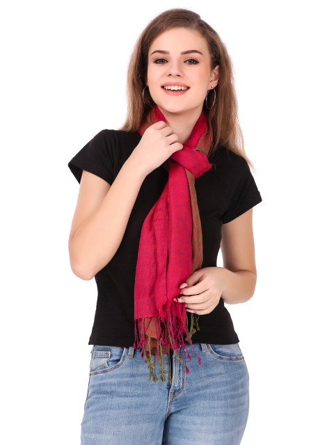 

FWC FILL WITH COLOURS Women Red & Green Woven Design Stole