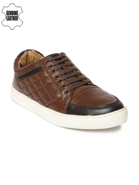 

Ruosh Smart Casual Men Brown Genuine Leather Quilted Sneakers