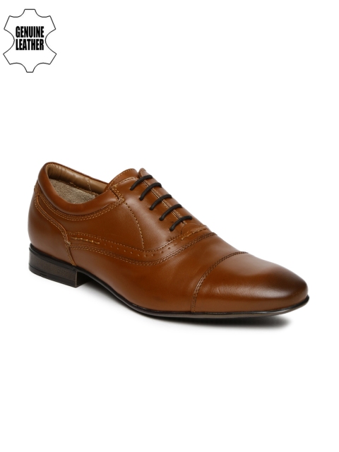 

Ruosh Work Men Tan Brown Genuine Leather Oxfords
