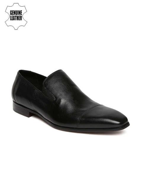 

Ruosh Work Men Black Genuine Leather Semiformal Slip-Ons