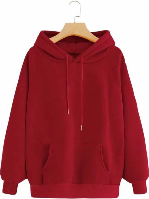 

JUNEBERRY Women Maroon Hooded Fleece Sweatshirt