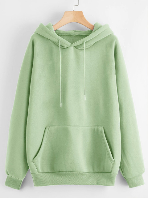 

JUNEBERRY Women Sea Green Hooded Sweatshirt