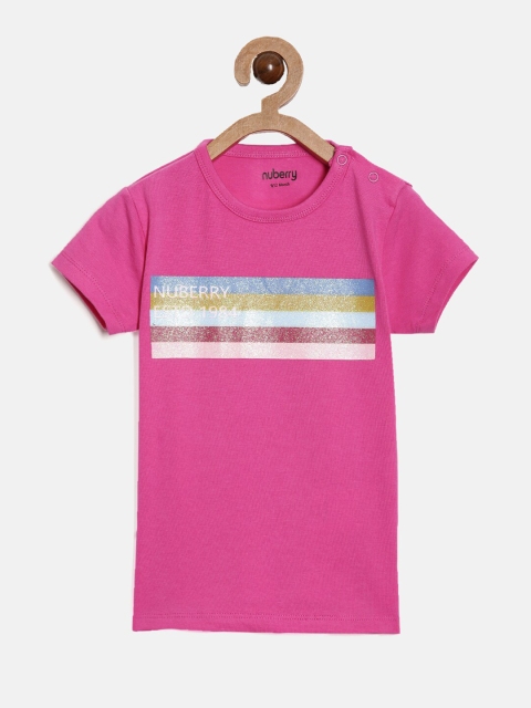 

Nuberry Girls Pink Printed T-shirt