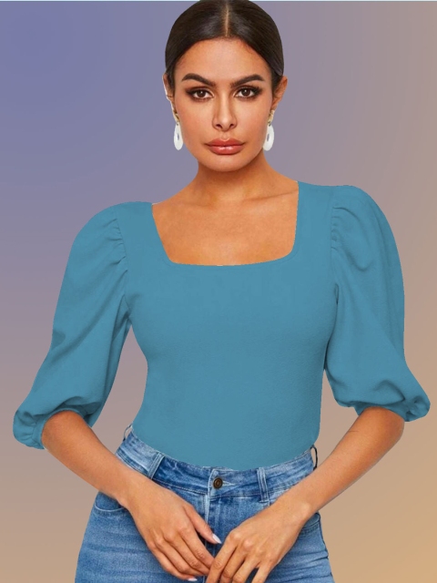 

Dream Beauty Fashion Turquoise Blue Square Neck Top