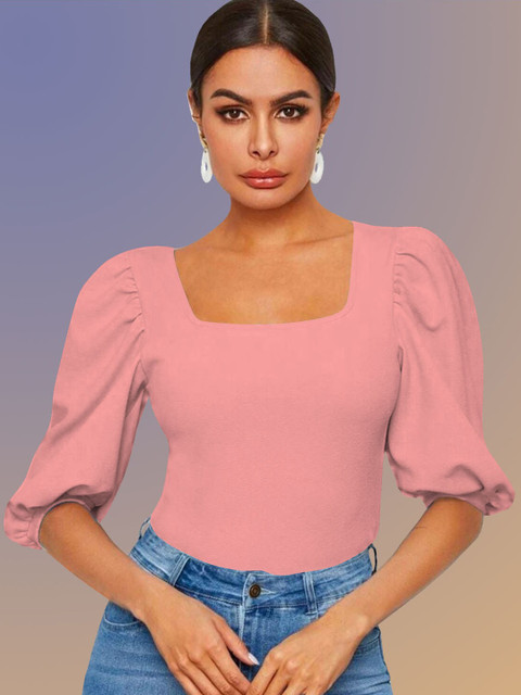 

Dream Beauty Fashion Peach-Coloured Square Neck Top