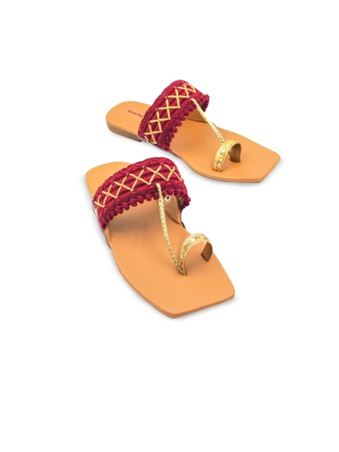 

Sayera Women Yellow Textured Ethnic One Toe Flats