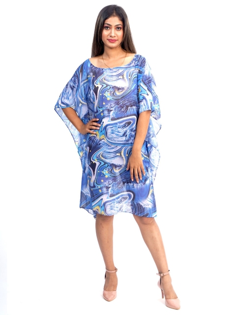 

Rajoria Instyle Blue & White Georgette Kaftan Beach Dress