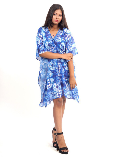 

Rajoria Instyle Blue & White Tie and Dye Dyed Kaftan Dress