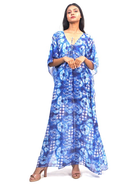 

Rajoria Instyle Women Blue & White Georgette Ethnic Kaftan Maxi Dress