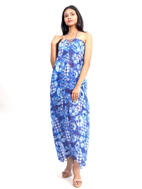 

Rajoria Instyle Blue Halter Neck Georgette Maxi Maxi Dress
