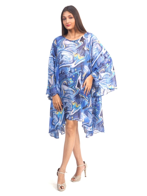

Rajoria Instyle Blue & White Georgette A-Line Dress