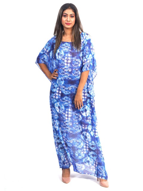 

Rajoria Instyle Multicoloured Georgette Ethnic Kaftan Maxi Dress, Multi