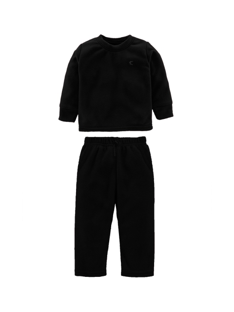 

Kanvin Boys Black Solid Round Neck Night suit