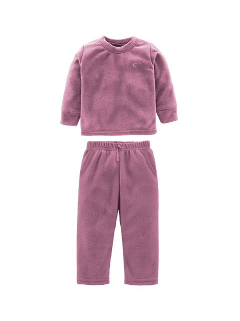 

Kanvin Boys Pink Solid Round Neck Long Sleeves Night suit