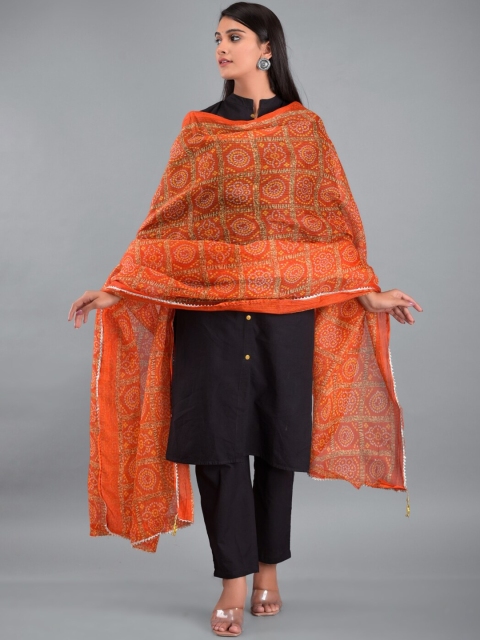 

Apratim Women Orange & Yellow Printed Bandhani Dupatta