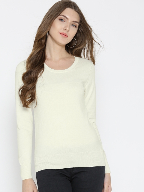 

Madame Women Cream-Coloured Solid Sweater