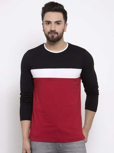 

Kalt Men Red & Black Colourblocked T-shirt