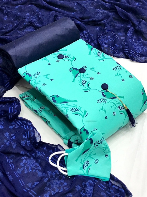 

MORLY Sea Green Printed Unstitched Dress Material
