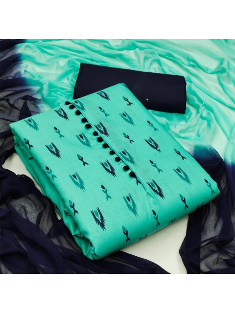 

MORLY Sea Green & Navy Blue Printed Unstitched Dress Material