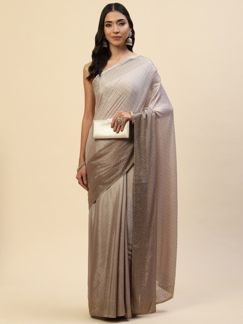 

Meena Bazaar Grey Embellished Poly Chiffon Saree