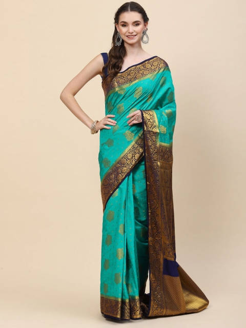 

Meena Bazaar Green Woven Design Art Silk Saree
