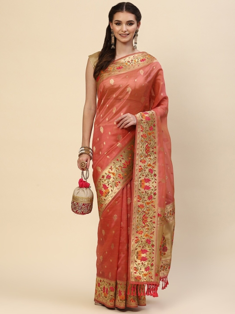 

Meena Bazaar Pink Art Silk Saree