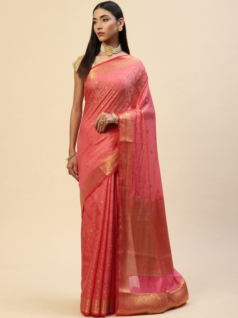 

Meena Bazaar Pink Art Silk Saree