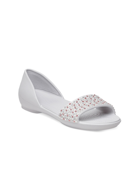 

Crocs Lina Women White Embellished Flats