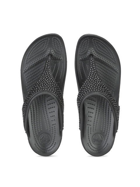

Crocs Sloane Women Black Embellished Flatform Flip-Flops