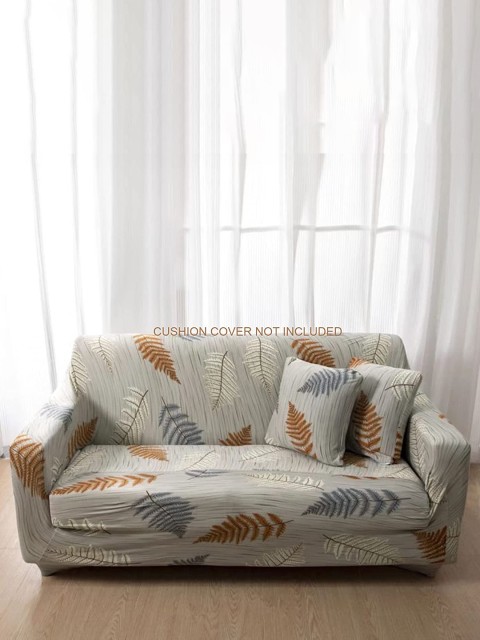 

HOUSE OF QUIRK Cream-Colored Printed 4-Seater Sofa Covers