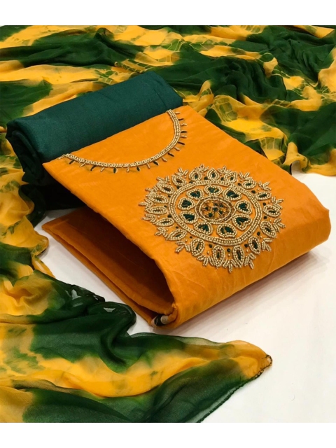 

MORLY Yellow & Green Embellished Unstitched Dress Material