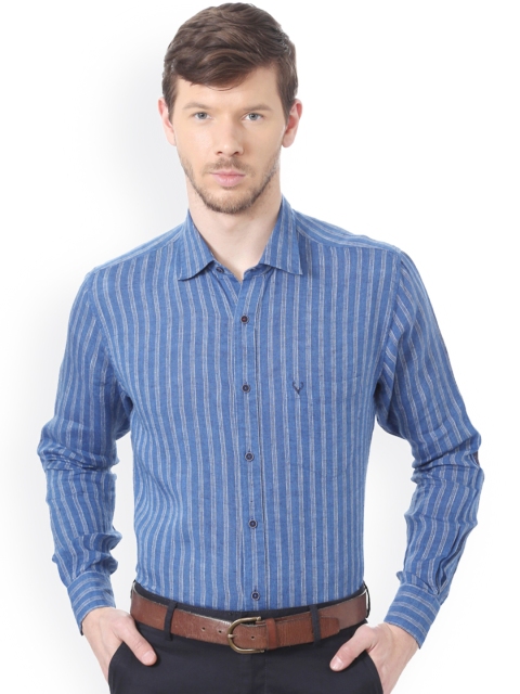 

Allen Solly Men Blue & Grey Regular Fit Striped Casual Shirt