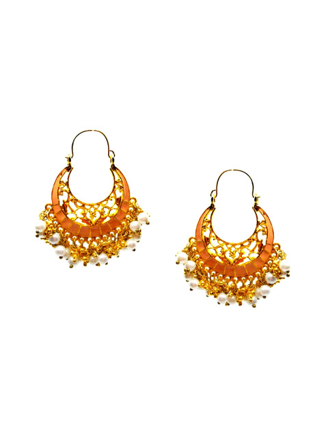 

Kshitij Jewels Gold-Plated & Cream-Coloured Chandbalis Earrings