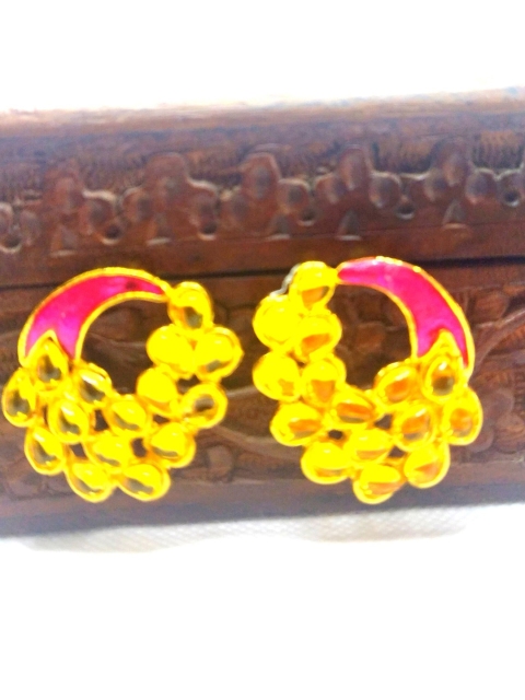 

Kshitij Jewels Pink & Gold-Toned Peacock Shaped Studs Earrings
