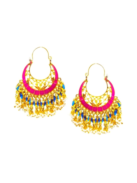 

Kshitij Jewels Gold-Plated Purple Crescent Shaped Chandbalis Earrings