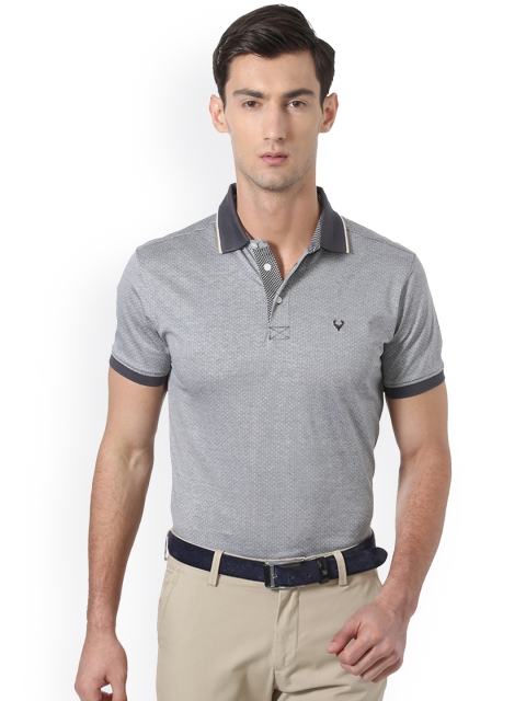 

Allen Solly Men Grey Self Design Polo Collar T-shirt