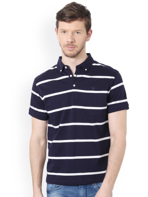 

Allen Solly Men Blue & White Striped Polo Collar T-shirt