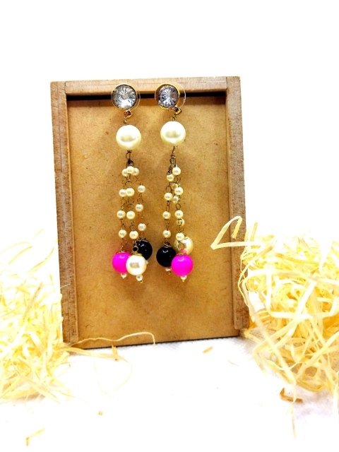 

Kshitij Jewels White Gold-Plated Contemporary Drop Earrings