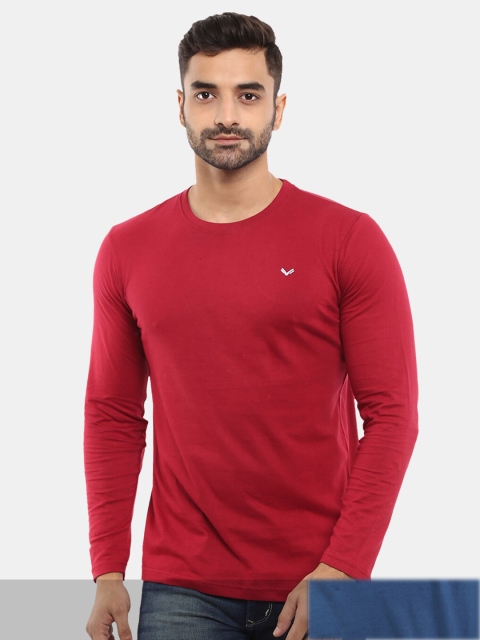 

V-Mart Men Pack Of 2 Maroon & Blue T-shirts