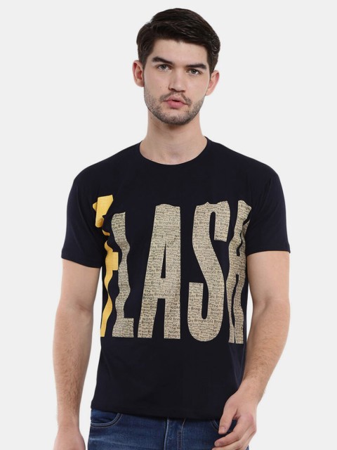

V-Mart Men Navy Blue Typography Printed T-shirt