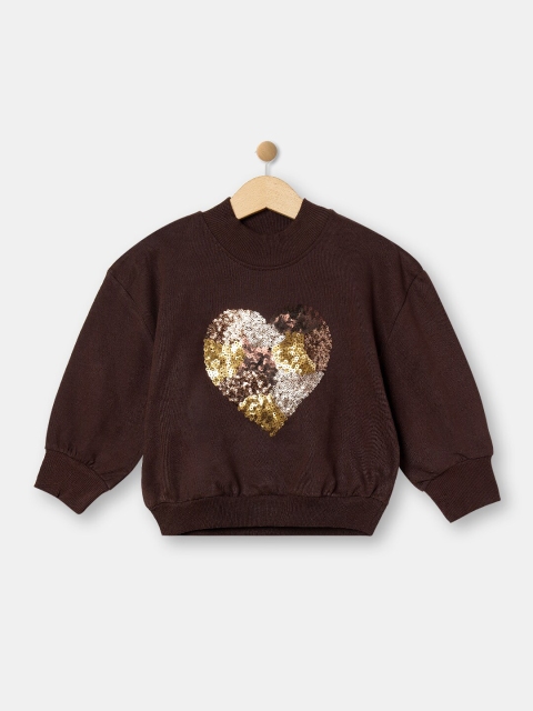 

R&B Girls Brown Embellished Sweatshirt