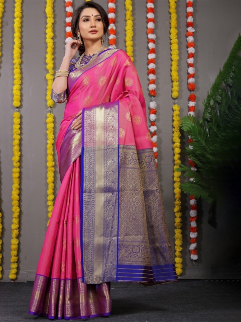 

Anaita Pink & Purple Woven Design Zari Pure Silk Banarasi Saree