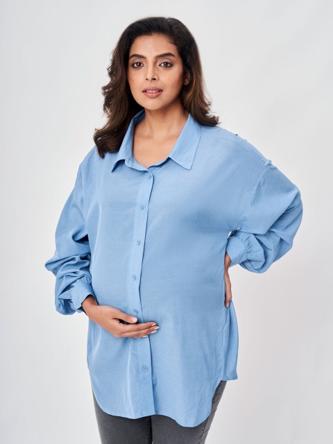 

Ed-a-Mamma Women Blue Maternity Shirt