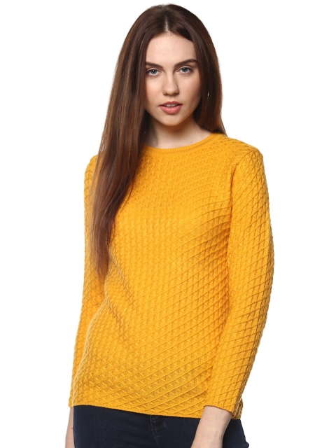 

Modeve Women Yellow Cable Knit Pullover