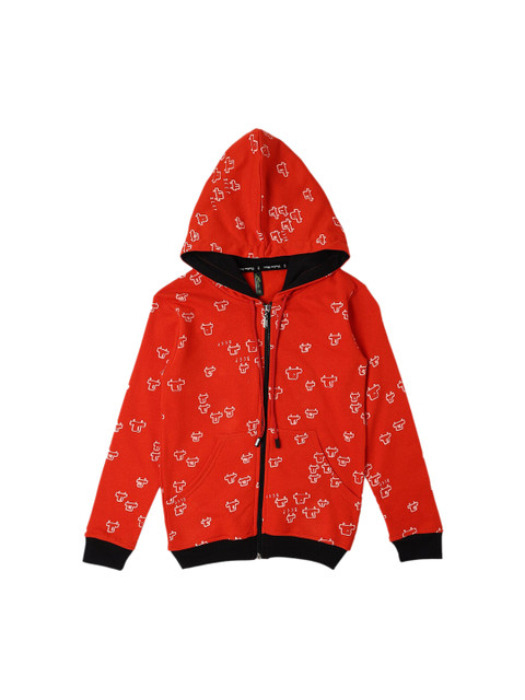 

earth conscious Boys Red Printed Fleece Bomber Jacket